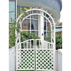 室外拱门爬藤架阳台靠墙网格花架庭院花园白色栅栏门防腐木葡萄架
