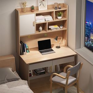 新疆包邮电脑桌书桌书架组合一体家用简易学生学习桌子椅子一套卧