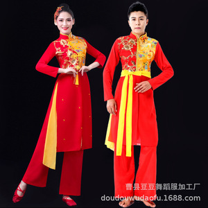 新款成人打鼓服男女民族风现代舞蹈秧歌服中国风腰鼓演出服