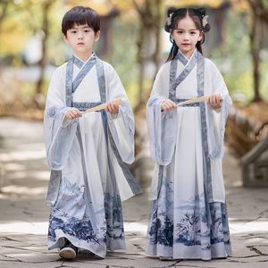 儿童汉服男童国学服中国风古装女小学生书童服装三字经六一演出服