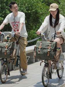 清友横版双肩包女新款旅行小众男款户外小布自行车头包