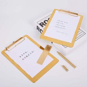 金色不锈钢写字板文件夹菜单夹金属A4写字板记录垫板档案资料夹