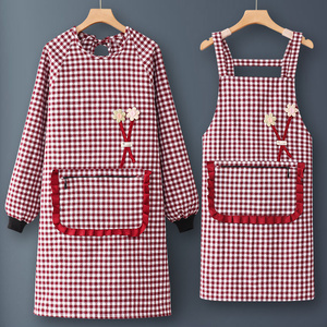围裙2023新款纯棉长袖罩衣家用厨房网红时尚做饭商用餐饮工作服女