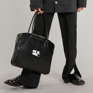 cryingcenter 黑色方形皮制 腋下电脑包哭喊中心