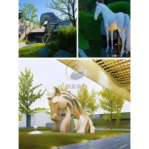 不锈钢牛雕塑抽象动物仿真大马定制户外镂空发光编织园林广场景观