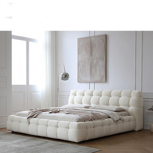 卡罗邦婚床轻法式棉花糖布艺床现代简约白色主卧卧室羊羔绒双人床