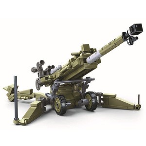 军事积木二战反坦克炮榴弹炮M777火炮高射炮迫击炮大炮模型炮台枪