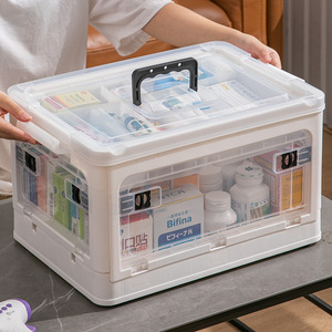 佳帮手医药箱大容量家用收纳盒透明急救药箱可折叠收纳箱多层特大