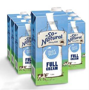澳洲 澳伯顿(So Natural)原装进口牛奶 全脂整箱纯牛奶 1Lx12盒