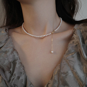 施家小米珠项链女复古设计感高级小众珍珠锁骨链时尚小众轻奢颈链