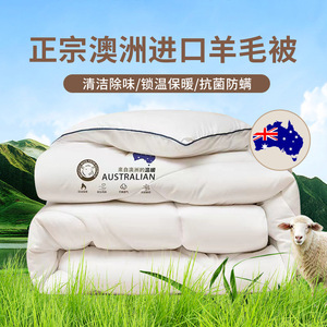 梦洁家纺100%进口澳洲羊毛被子四季通用被芯被褥保暖羊绒被礼品被