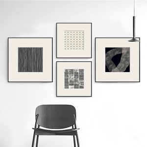 抽象几何黑白线条装饰画客厅简约挂画现代餐厅壁画办公室桌面摆画