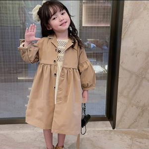 女童风衣韩版女孩上衣23秋装新款童装代发3-8岁长款外套