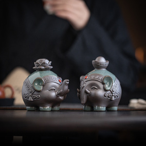 新年有对象创意吉祥物陶瓷大象小摆件客厅招财办公茶室桌面装饰品