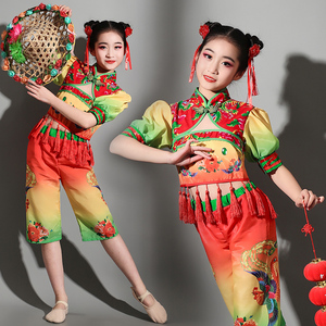 六一儿童小荷风采红红的花花鞋演出服中国风女童喜庆灯笼舞蹈服装