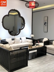 曲美新中式沙发 现代简约全实木布艺组合 客厅样板房名宿禅意家具