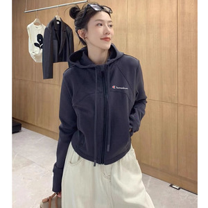 卖萌冠军连帽纯色长袖卫衣早春季减龄显瘦拉链开衫气质百搭上衣潮
