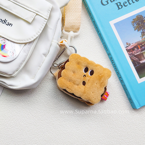 Suparna 可爱搞怪饼干包包挂件小饰品零钱包书包女生钥匙扣耳机包