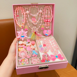 儿童项链礼盒送小女孩生日礼物女童冰雪公主耳环戒指套装串珠玩具
