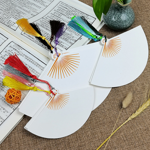 空白古风手绘书签diy材料包学生古典中国风流苏装饰扇形空白卡纸