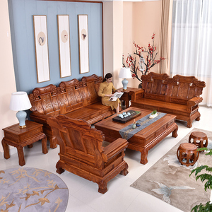 红木家具实木中式花梨木象头沙发组合轻奢刺猬紫檀沙发椅子
