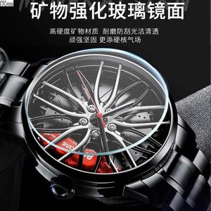 韩版跑车轮胎时尚个性石英全自动机芯手表男士学生非机械精钢手表