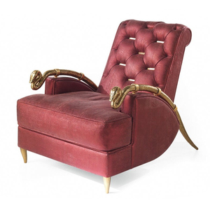 卡沃利单人沙发robertocavalli扶手椅经典设计蛇头休闲大红色布艺
