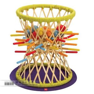 幼儿园早教玩具亲子多人游戏创意竹制玩具小竹篓掉球