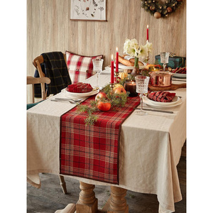 蜡笔派爱丁堡桌旗圣诞氛围感长条桌布红色节日格子风茶几盖巾