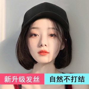 化疗后女士帽子假发一体夏天时尚戴带头发鸭舌棒球帽女款2023新款