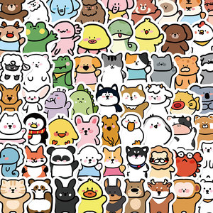 【原创】100张可爱动物涂鸦贴纸少女儿童可爱小贴纸防水头盔笔记本电脑手机壳行李箱