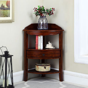 欧简慕简美实木墙角柜客厅转角柜三角柜卧室拐角欧式胡桃色整装