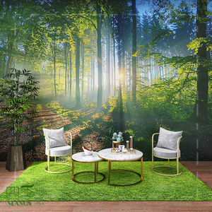 3d立体森林墙纸网红餐厅大自然墙布卧室2022新款空间视觉延伸壁纸