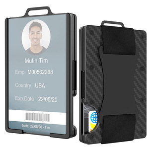 外贸铝合金钱夹带Air tag追踪器男士钱包带透明名片夹卡包