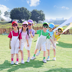 六一演出服装幼儿园儿童啦啦队背带裤小学生运动会舞蹈比赛表演服