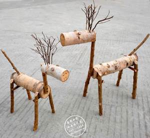木头装饰小鹿摆件特色创意工艺品店面橱窗幼儿园森系田园动物道具