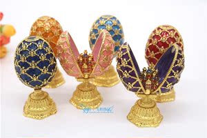 俄罗斯复活节彩蛋锡金属工艺品粉色彩蛋中城堡摆件家居饰品摆设品