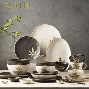 RAELIE景德镇日式碗碟套装家用陶瓷碗筷盘子碗乔迁餐具套装高级感