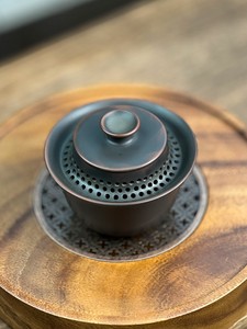 广西坭兴陶茶具盖碗 手抓盖碗全孔盖碗 全孔自带过滤免茶漏盖碗