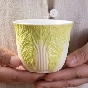 高档羊脂玉白菜（百财）主人杯子陶瓷个人专用单人高颜值功夫茶具