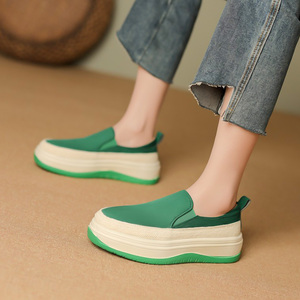 老北京布鞋女鞋子新款夏季一脚蹬内增高小个子厚底百搭休闲帆布鞋