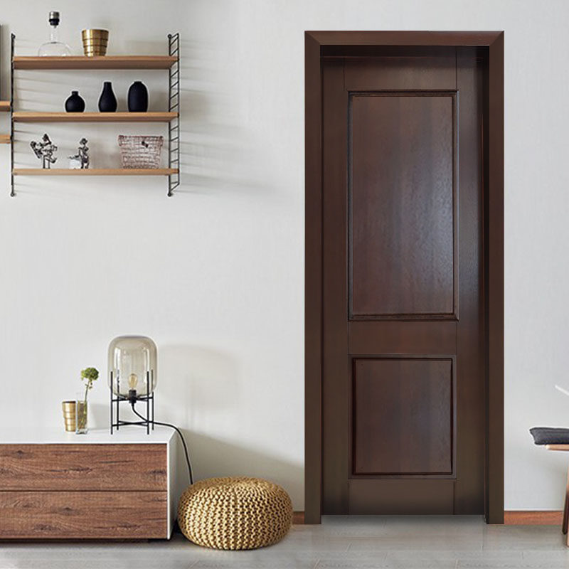 高档卡斯楠木门室内门卧室门实木门开放烤漆胡桃木色原木门新中式