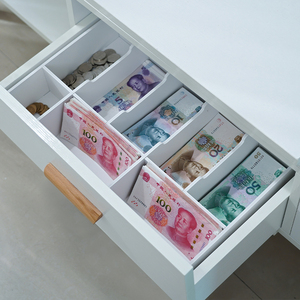 桌面零钱现金收纳盒财务便利店超市纸币收银抽屉整理收钱盒子分隔