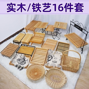 蛋糕店面包架实木铁艺中岛柜托盘展示架烘焙软装手工陈列道具摆件