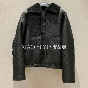 LV/路易威登男士悠闲logo压花羊毛皮夹克外套新款1AAUZX欧洲代购