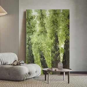 绿色树木抽象肌理客厅装饰画简约小清新手绘油画玄关卧室大幅挂画