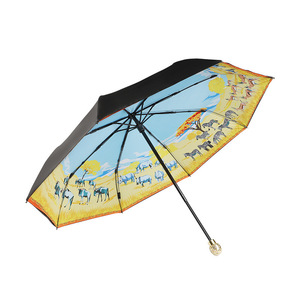 雅回双层三折小黑伞黑胶布遮阳防嗮晴雨伞防紫外线太阳伞