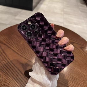 【高级编织纹】新款电镀暗紫色适用iphone15pro手机壳14proMax新款苹果12全包防摔13软硅胶11保护套网红女