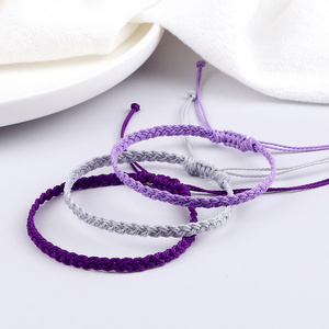 简约创意麻花辫三股绳纯色编织手环台湾蜡线可调节拉伸款手链现货