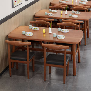 快餐店餐桌简约餐椅组合长方形酒店餐饮商用小吃店经济型饭店桌子